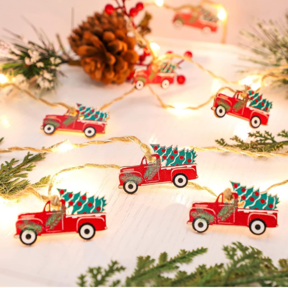 Festive Red Truck String Lights 10 Ft With Remote NWT